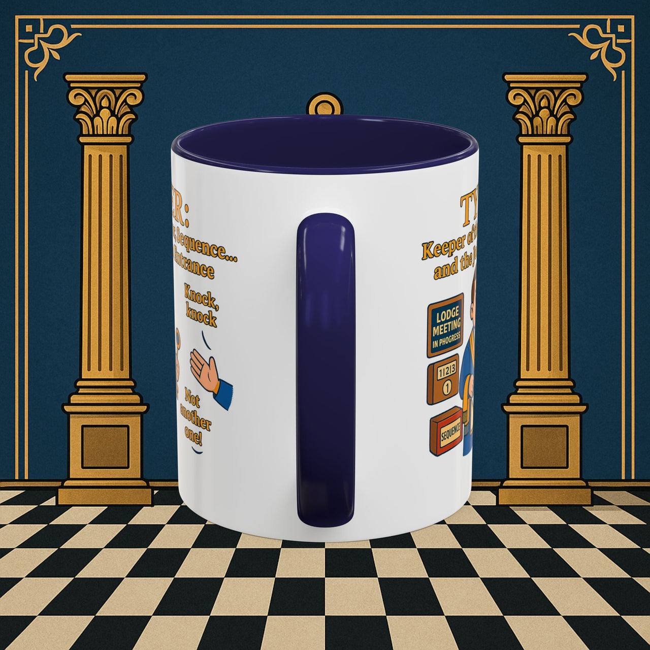 Masonic Mugs - Tyler's Doorway Dilemma - Tyler Printify
