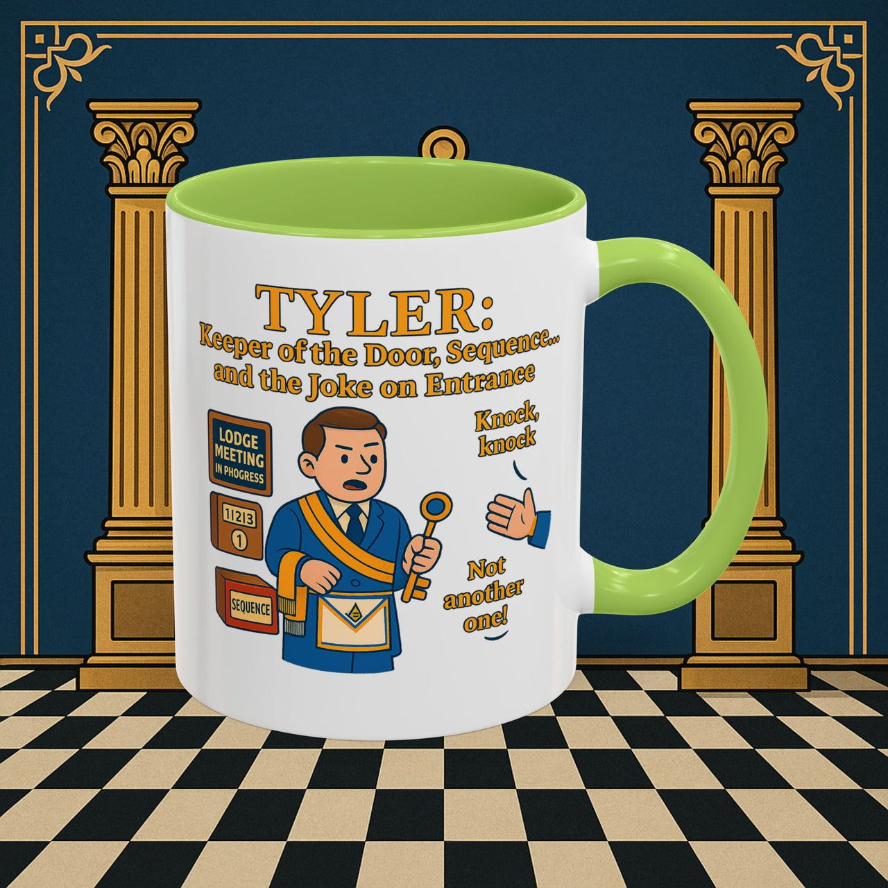 Masonic Mugs - Tyler's Doorway Dilemma - Tyler Printify