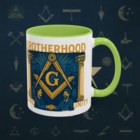 Masonic Mugs Ready to Go – Brotherhood and Unity (Accent Coloured 11oz Mug) Printify