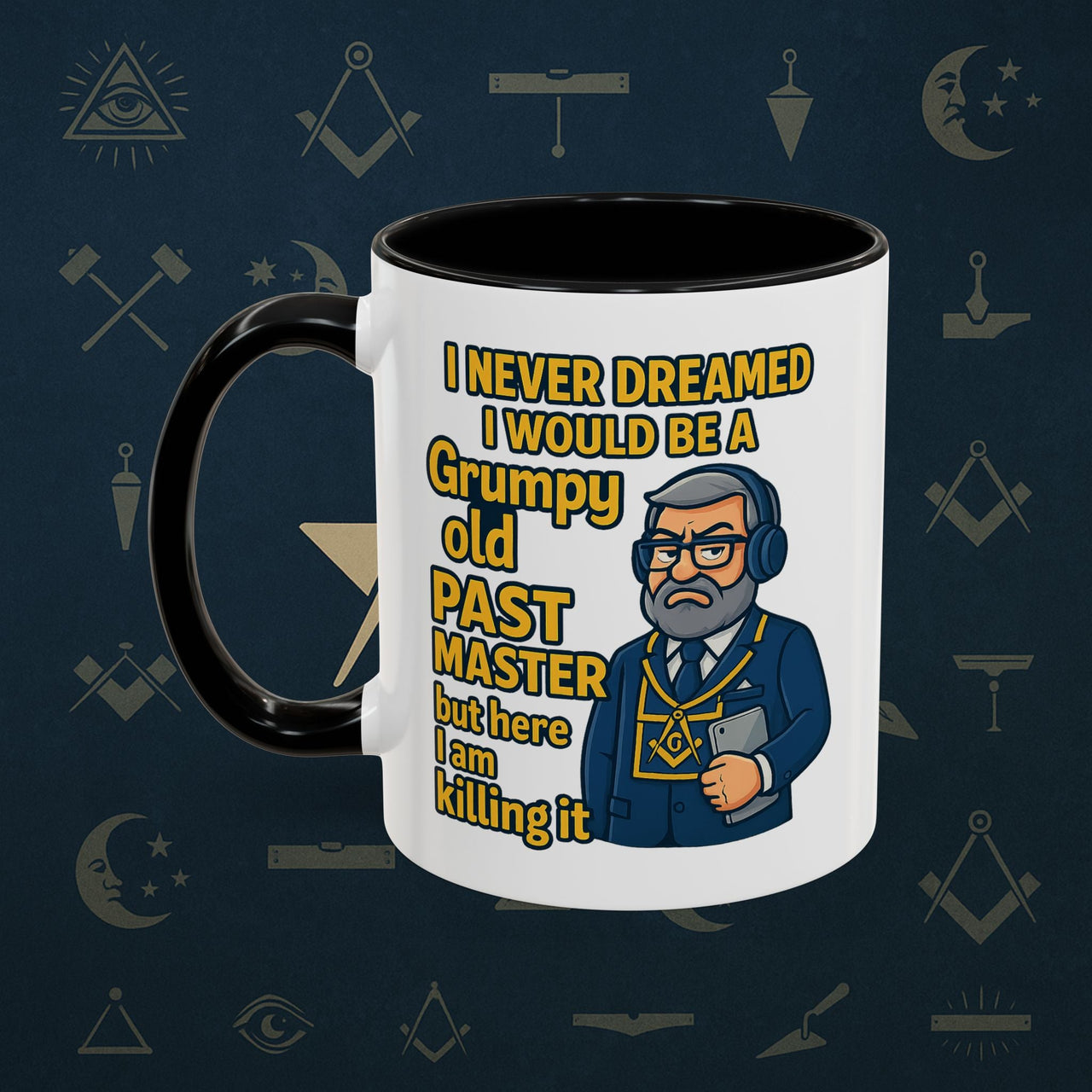 Masonic Mugs – Grumpy Old Past Master (Accent Coloured 11oz Mug) Printify