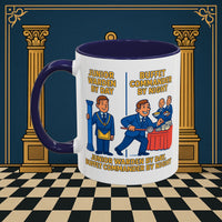 Masonic Mugs - Day/Night Professional: Dual Persona Comic Illustration, Junior Warden Printify