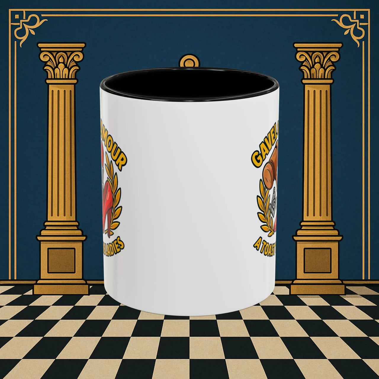 Masonic Mugs – Gavel & Glamour: A Toast to the Ladies (Accent Coloured 11oz Mug) Printify