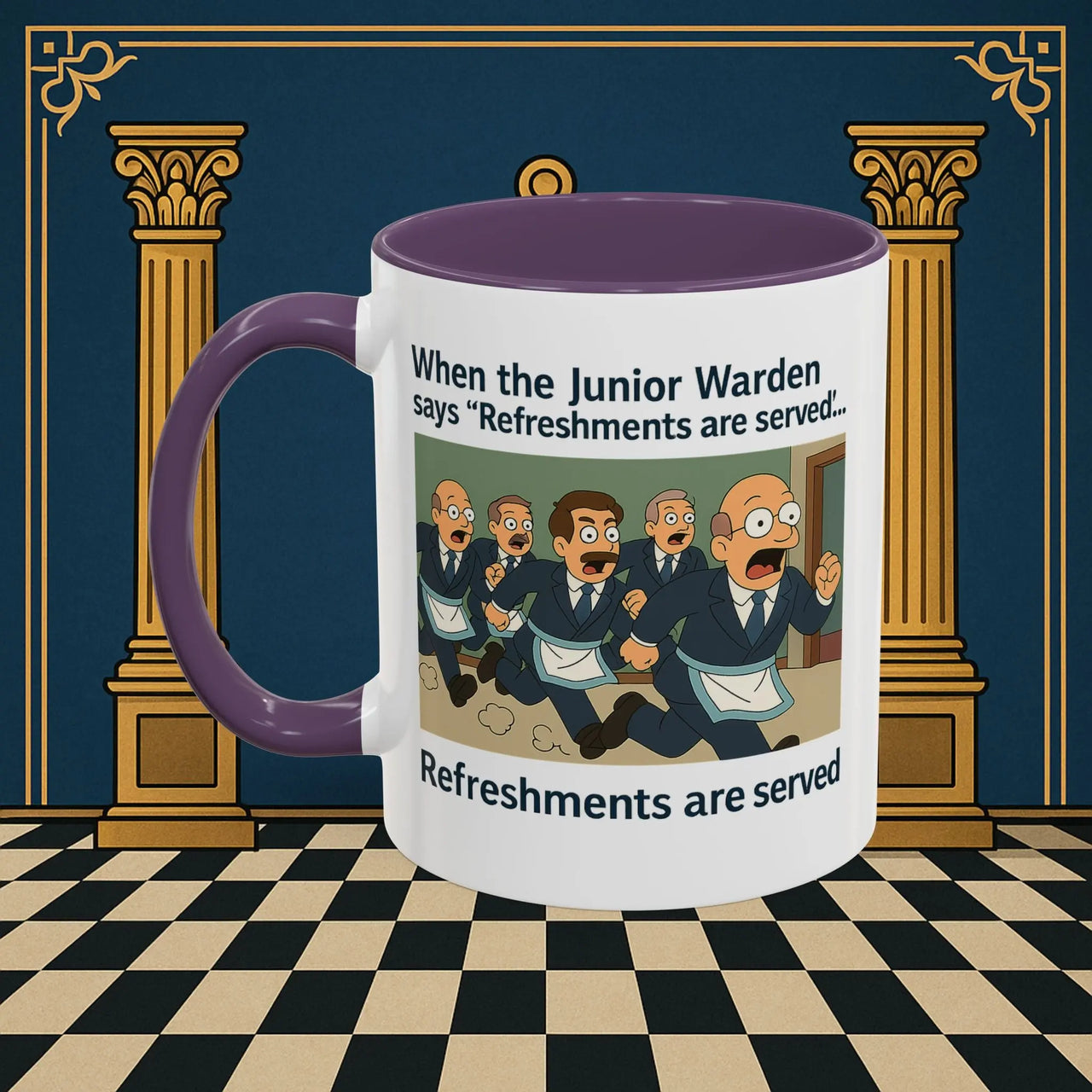 Masonic Mugs Ready to Go – Refreshments Are Served (Accent Coloured 11oz Mug) Printify