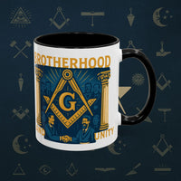 Masonic Mugs Ready to Go – Brotherhood and Unity (Accent Coloured 11oz Mug) Printify