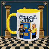 Masonic Mugs - Junior Deacon: Tea Break Truce, Masonic Brotherhood Cartoon, Junior Deacon Printify