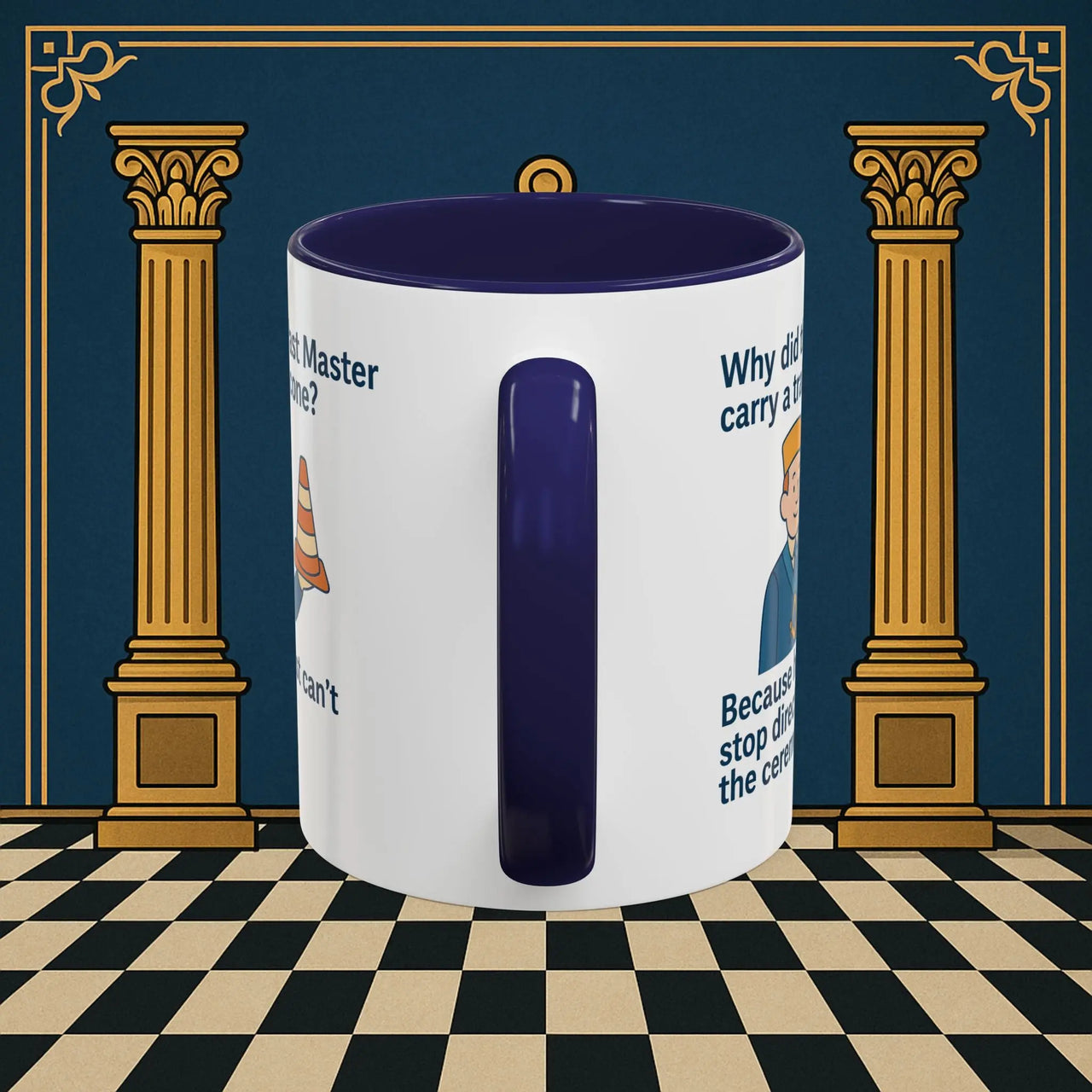 Masonic Mugs Ready to Go – Past Master with a Traffic Cone (Accent Coloured 11oz Mug) Printify