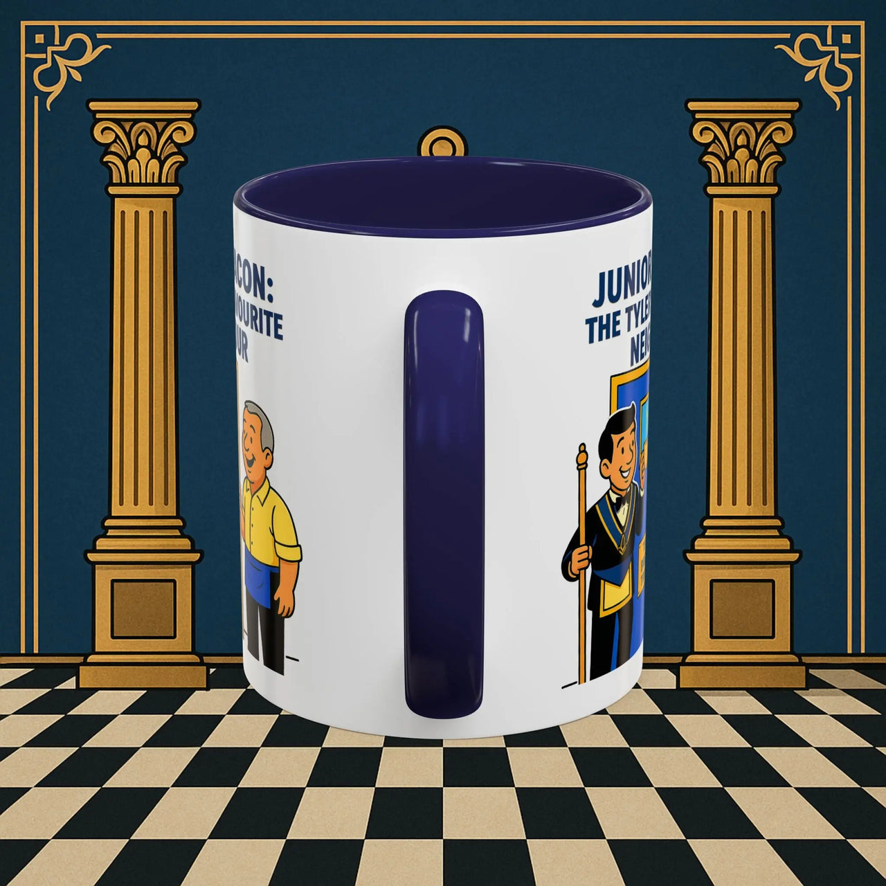 Masonic Mugs - Junior Deacon: Tea Break Truce, Masonic Brotherhood Cartoon, Junior Deacon Printify