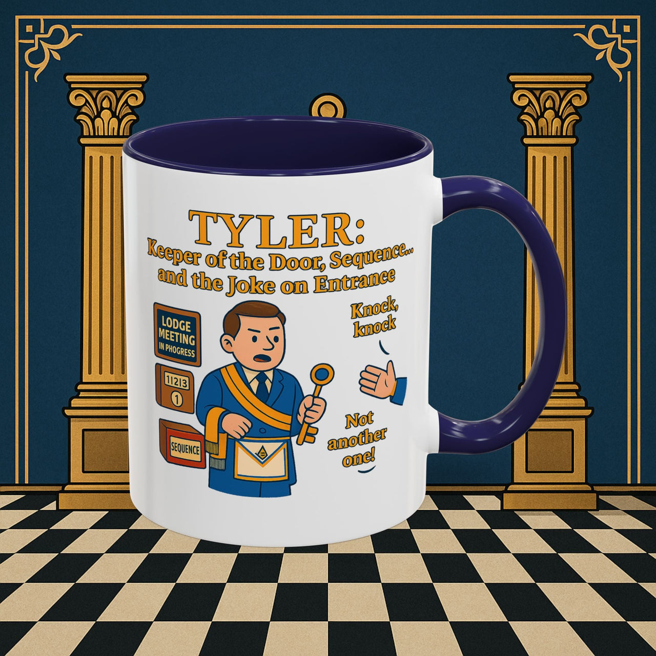 Masonic Mugs - Tyler's Doorway Dilemma - Tyler Printify