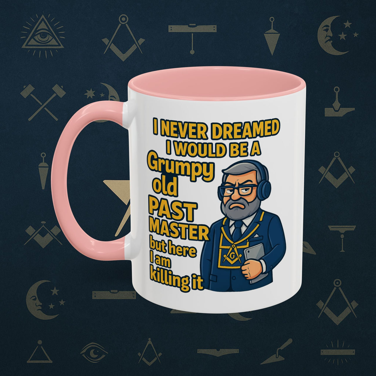 Masonic Mugs – Grumpy Old Past Master (Accent Coloured 11oz Mug) Printify