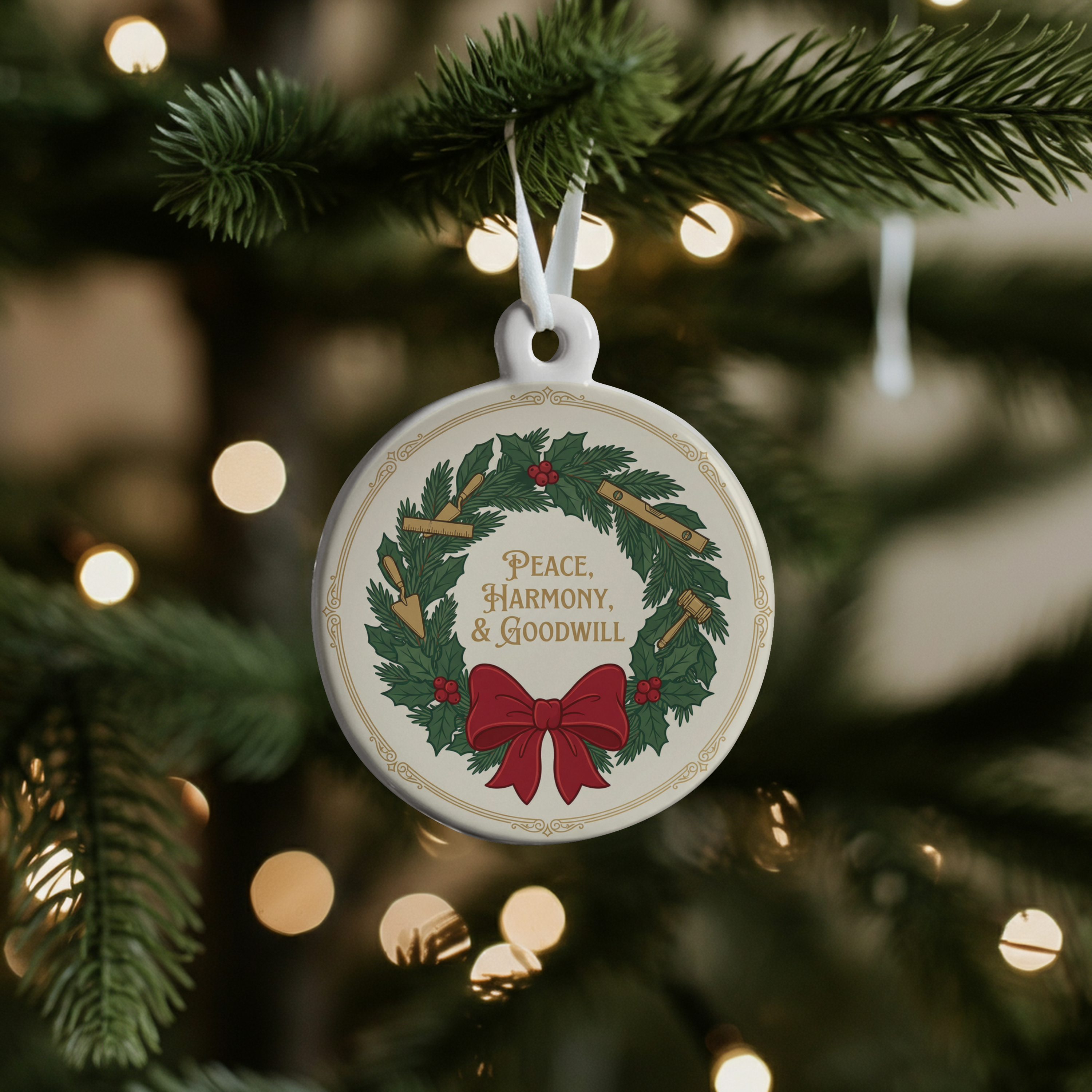 Peace Harmony & Goodwill Ceramic Ornament Printify