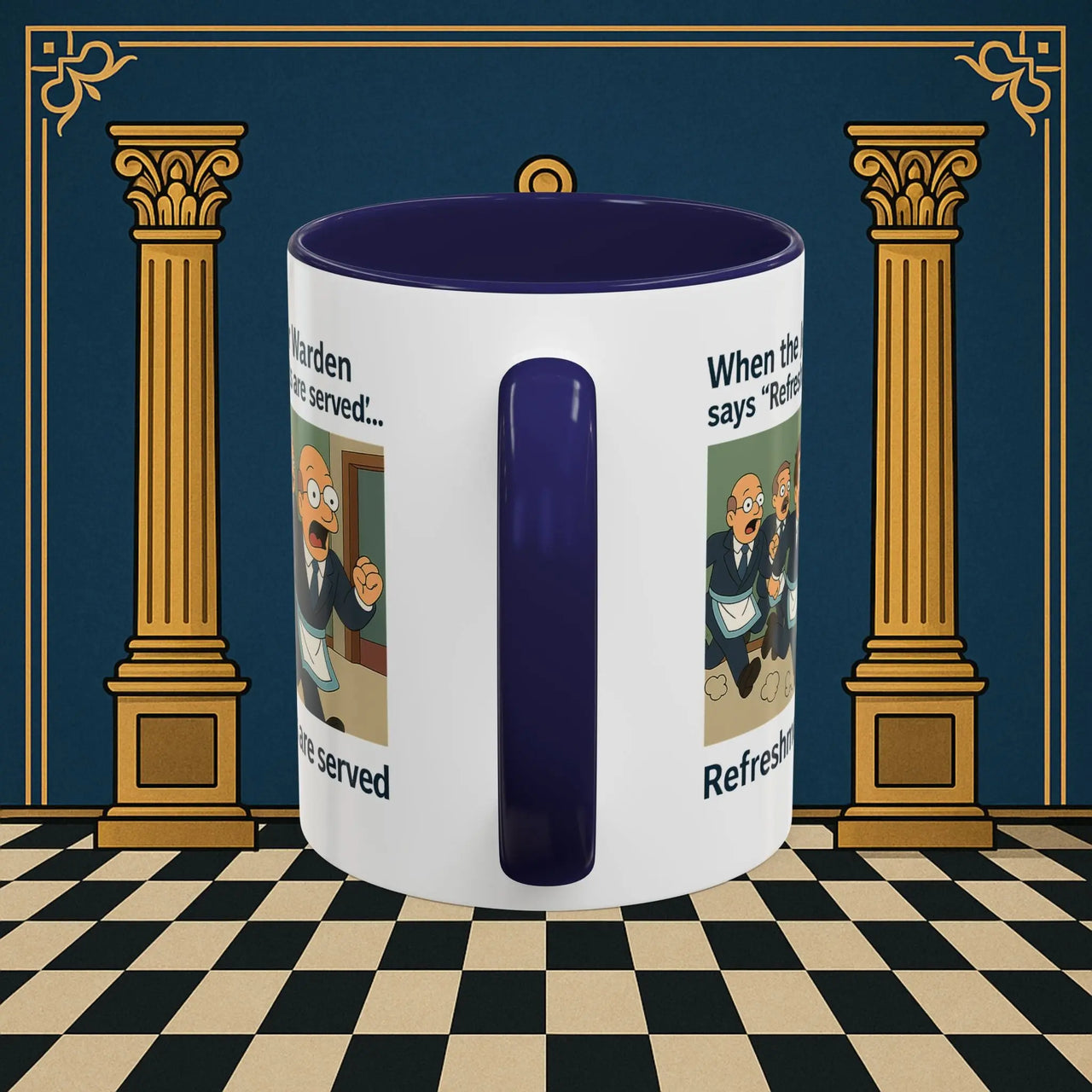 Masonic Mugs Ready to Go – Refreshments Are Served (Accent Coloured 11oz Mug) Printify