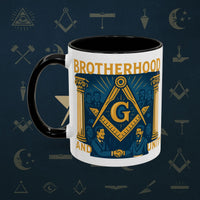 Masonic Mugs Ready to Go – Brotherhood and Unity (Accent Coloured 11oz Mug) Printify
