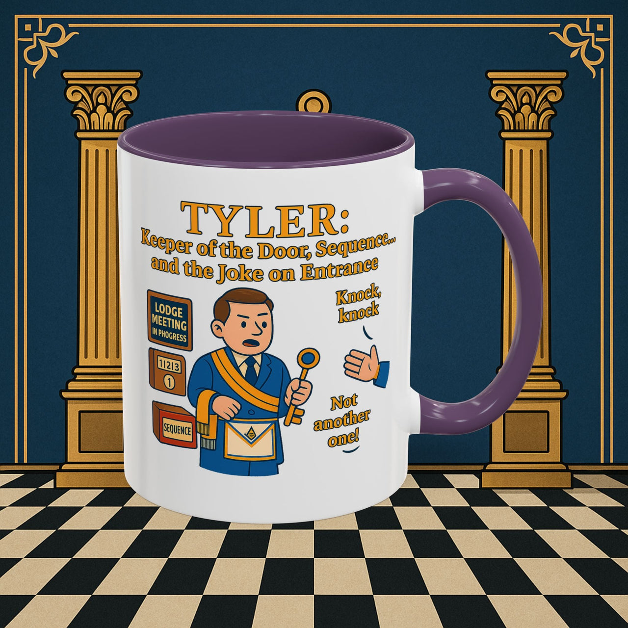 Masonic Mugs - Tyler's Doorway Dilemma - Tyler Printify