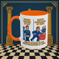 Masonic Mugs - Day/Night Professional: Dual Persona Comic Illustration, Junior Warden Printify