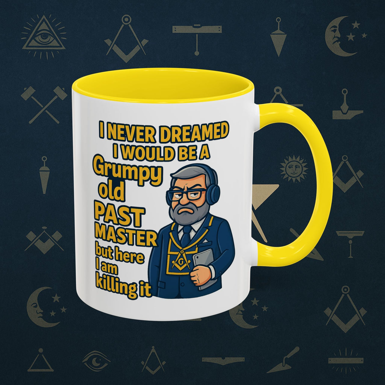 Masonic Mugs – Grumpy Old Past Master (Accent Coloured 11oz Mug) Printify