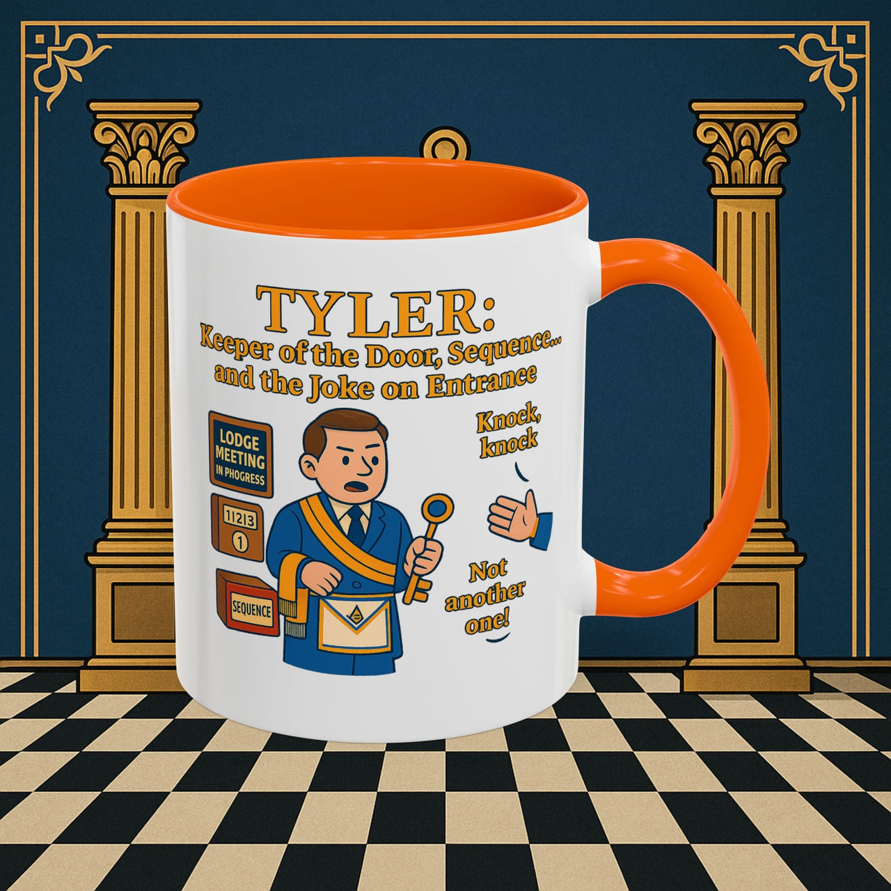 Masonic Mugs - Tyler's Doorway Dilemma - Tyler Printify