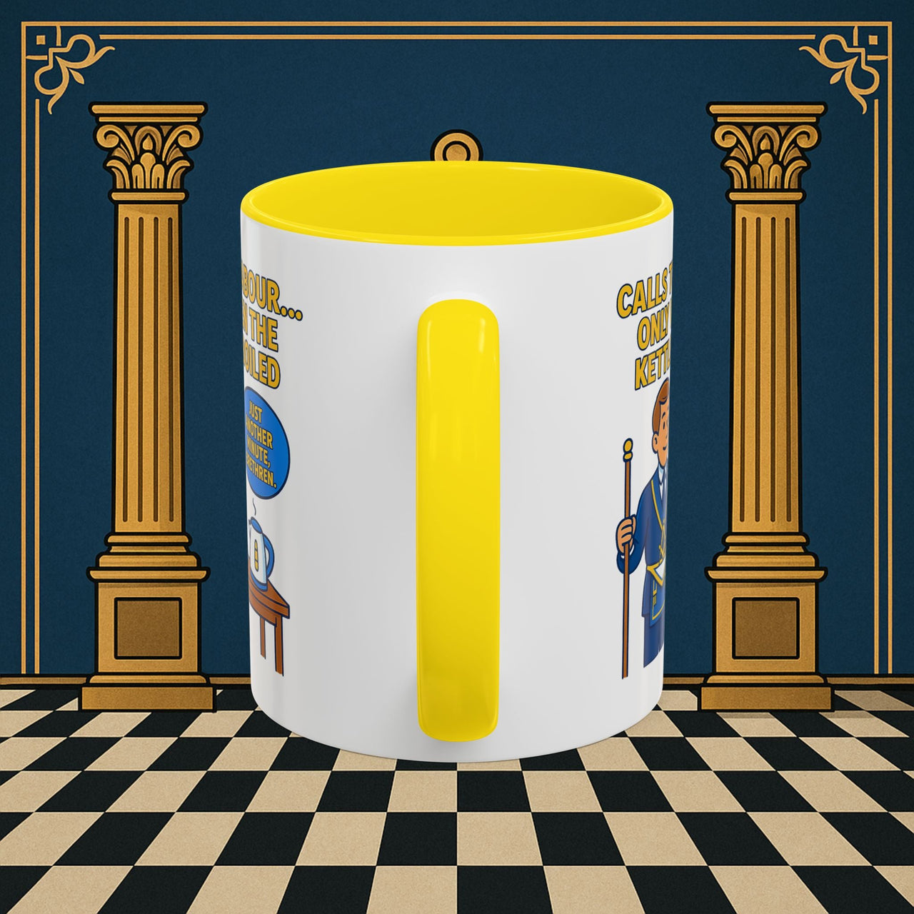 Masonic Mugs - Masonic Tea Break: Fraternal Humor in Comic Book Style, Junior Warden Printify