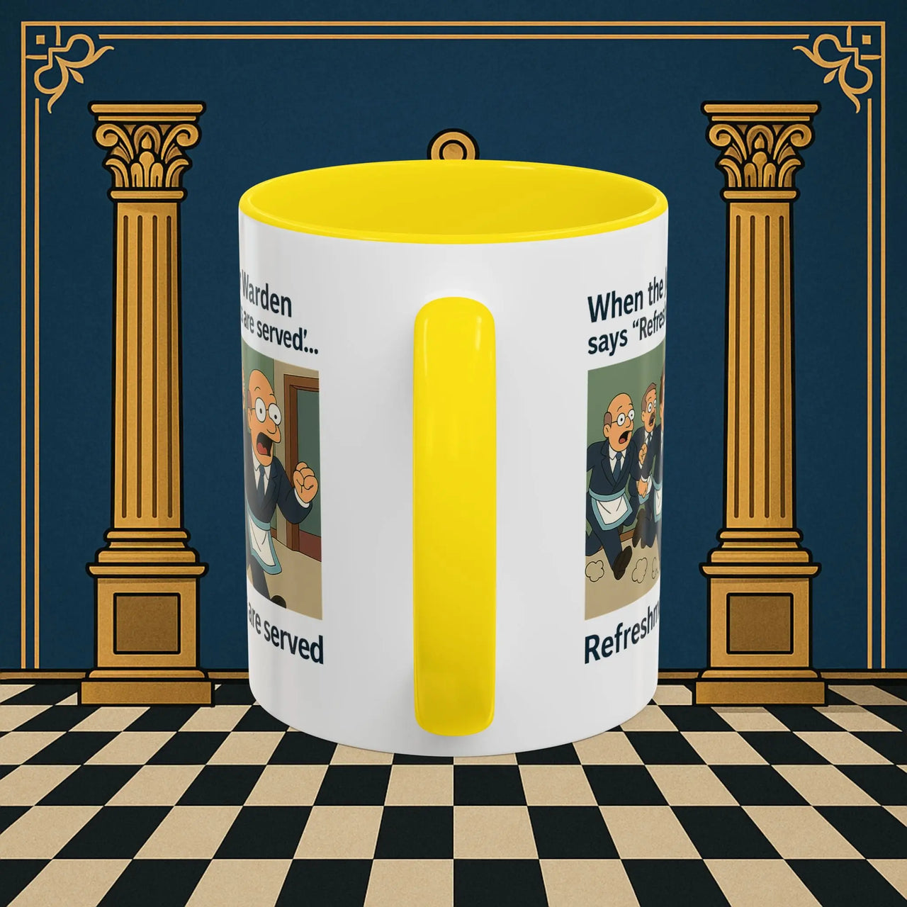 Masonic Mugs Ready to Go – Refreshments Are Served (Accent Coloured 11oz Mug) Printify