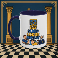 Masonic Mugs Ready to Go – Eat Sleep Lodge Repeat (Accent Coloured 11oz Mug) Printify