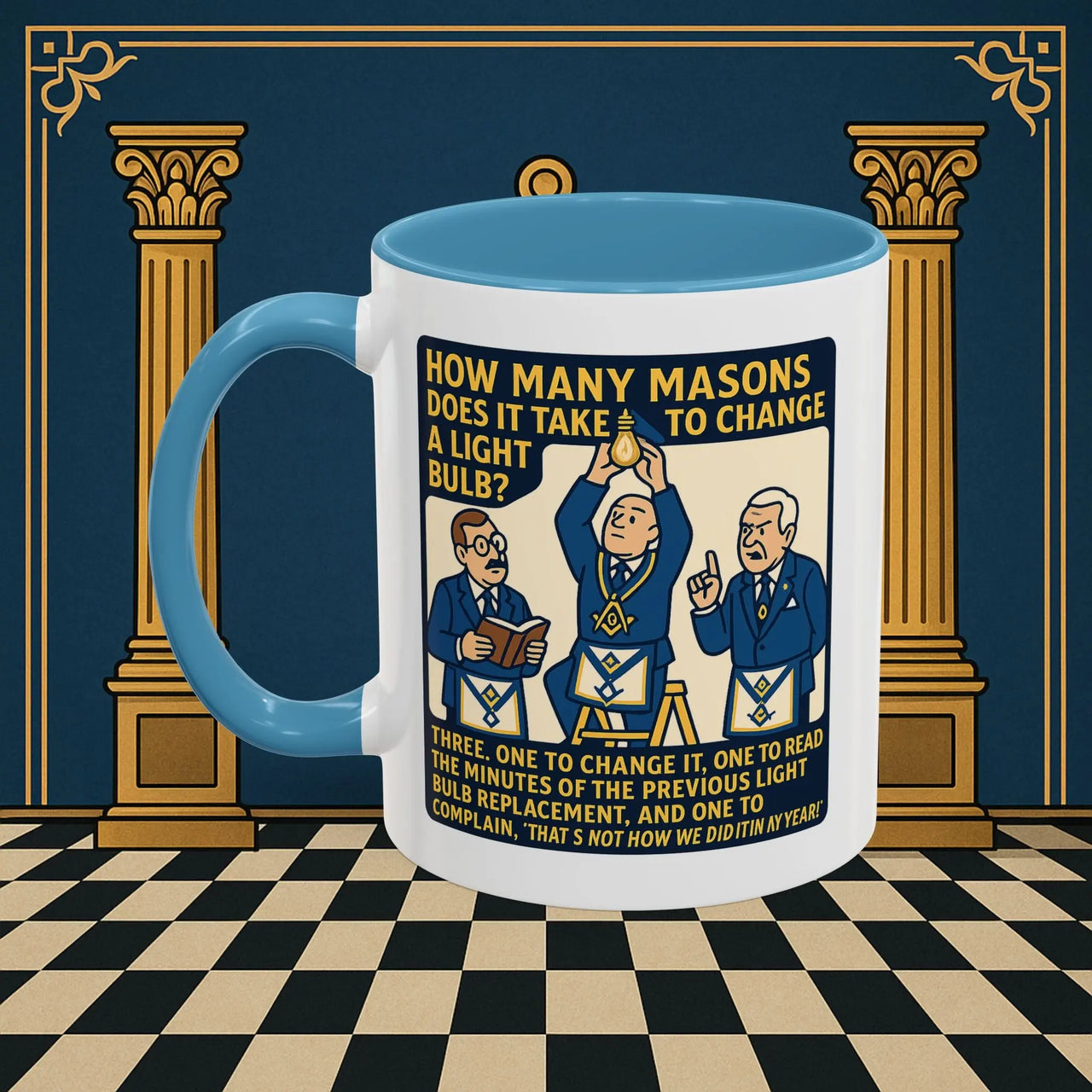 Masonic Mugs Ready to Go – How Many Masons? (Accent Coloured 11oz Mug) Printify