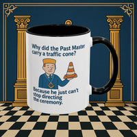 Masonic Mugs Ready to Go – Past Master with a Traffic Cone (Accent Coloured 11oz Mug) Printify