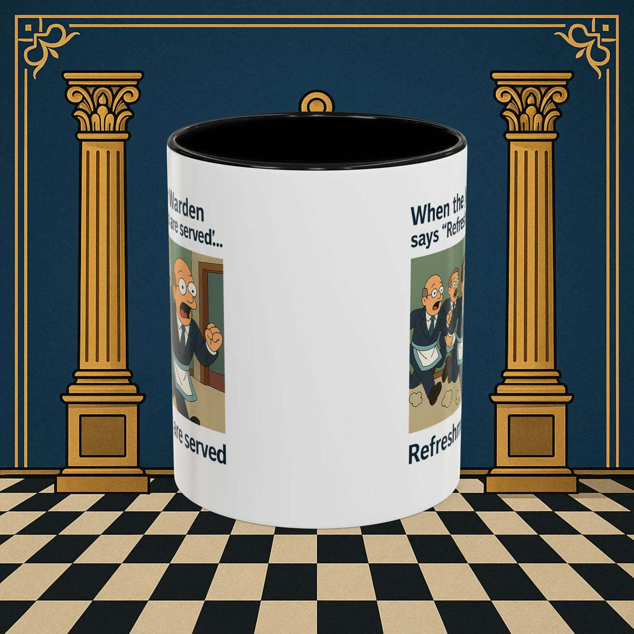 Masonic Mugs Ready to Go – Refreshments Are Served (Accent Coloured 11oz Mug) Printify