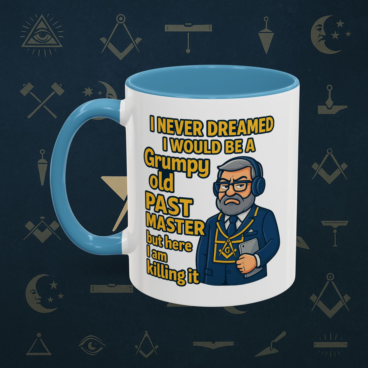 Masonic Mugs – Grumpy Old Past Master (Accent Coloured 11oz Mug) Printify