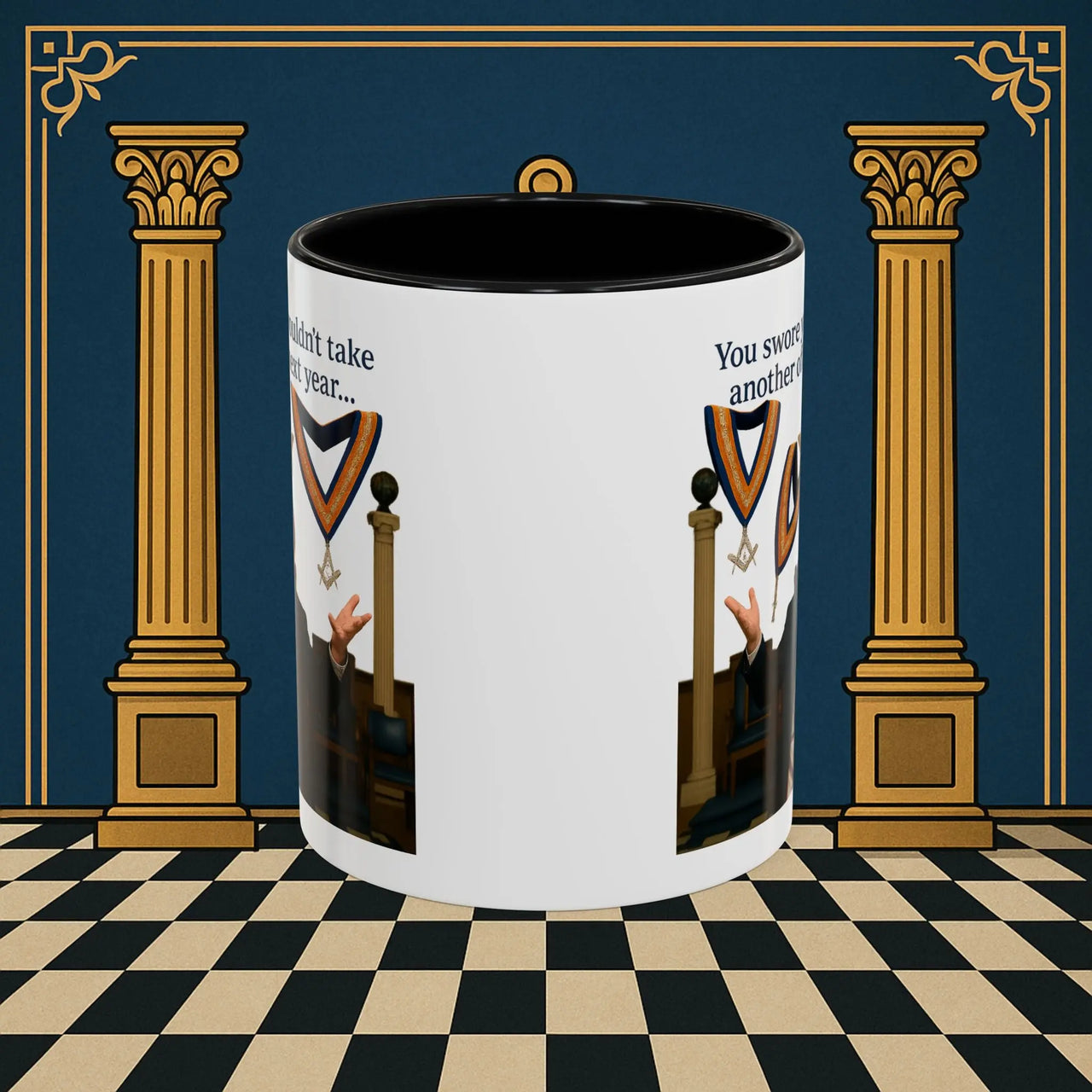 Masonic Mugs Ready to Go – Another Office? Go On Then… (Accent Coloured 11oz Mug) Printify