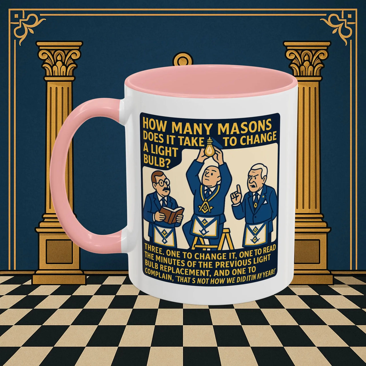 Masonic Mugs Ready to Go – How Many Masons? (Accent Coloured 11oz Mug) Printify