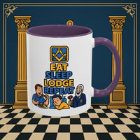 Masonic Mugs Ready to Go – Eat Sleep Lodge Repeat (Accent Coloured 11oz Mug) Printify