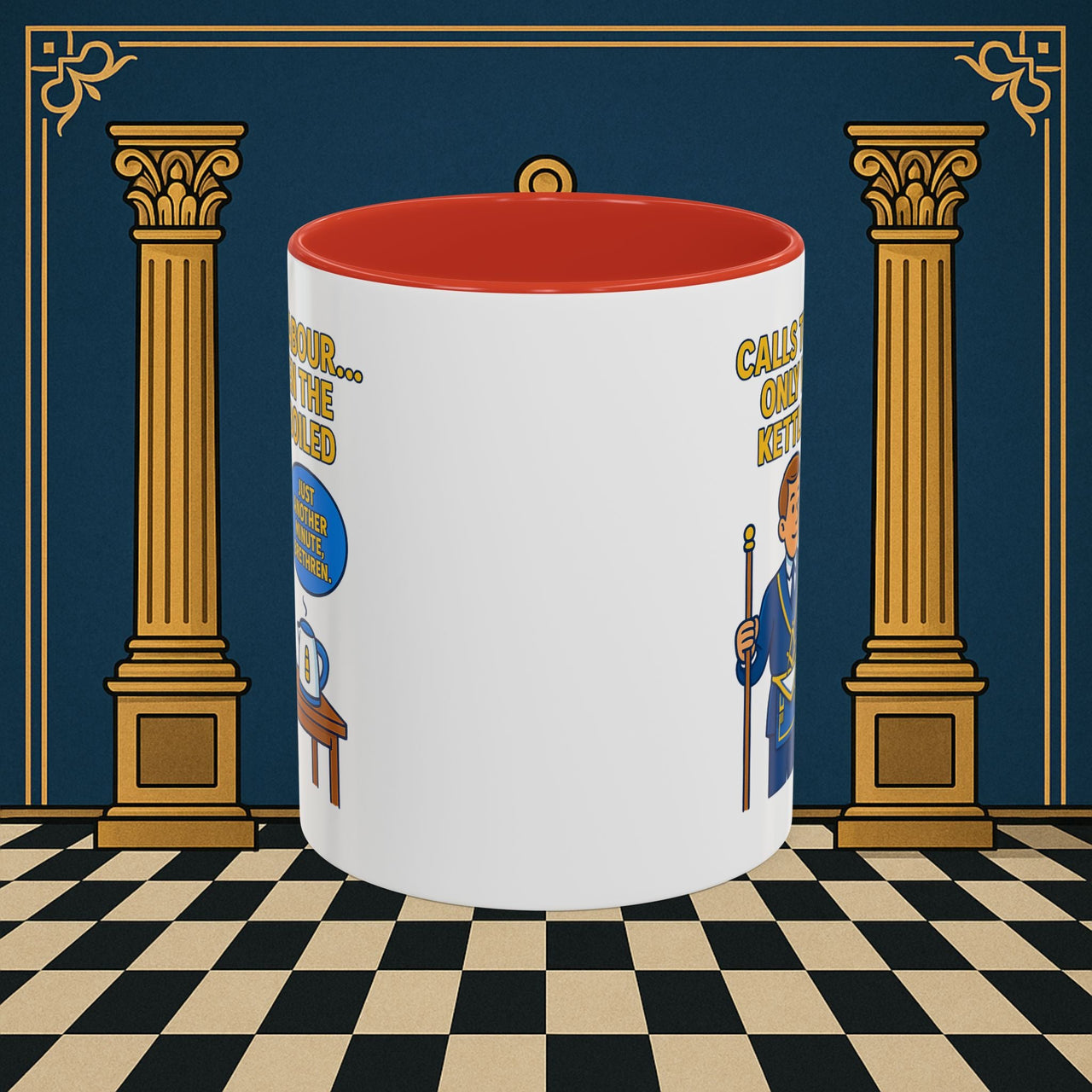 Masonic Mugs - Masonic Tea Break: Fraternal Humor in Comic Book Style, Junior Warden Printify