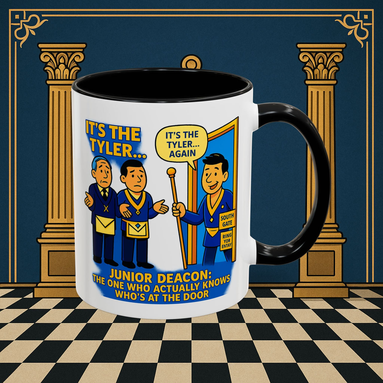 Masonic Mugs - Masonic Mysteries Unveiled: Lodge Leadership Comedy, Junior Deacon Printify