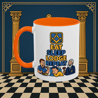 Masonic Mugs Ready to Go – Eat Sleep Lodge Repeat (Accent Coloured 11oz Mug) Printify