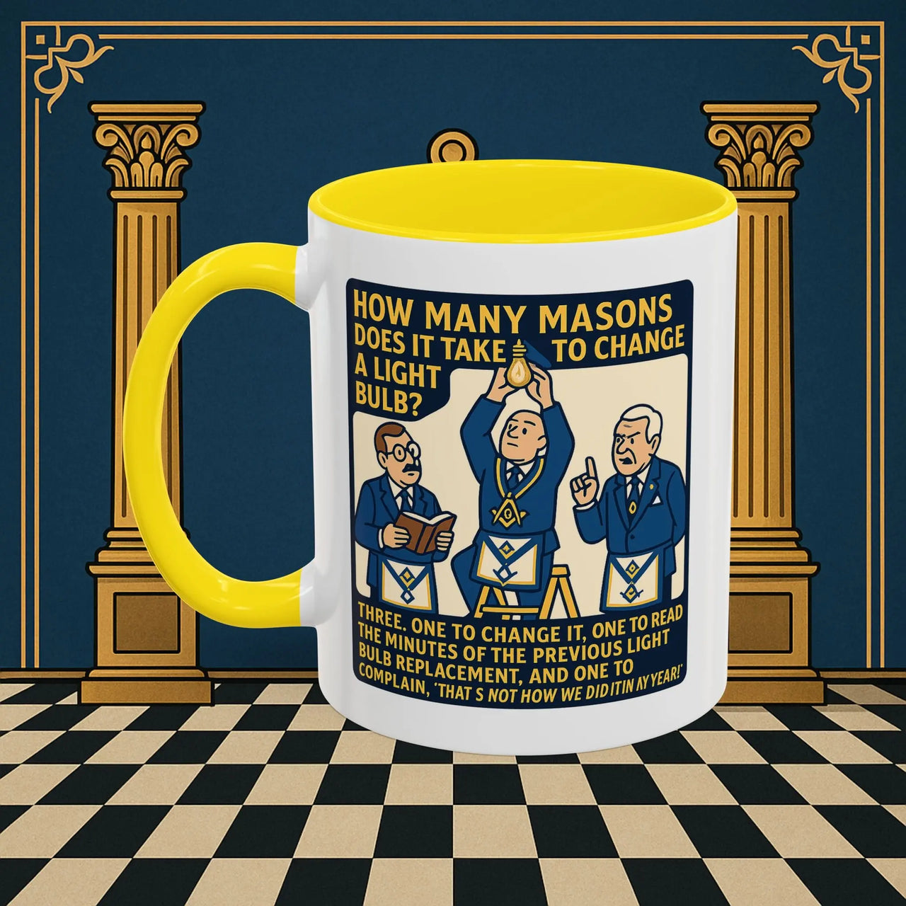 Masonic Mugs Ready to Go – How Many Masons? (Accent Coloured 11oz Mug) Printify