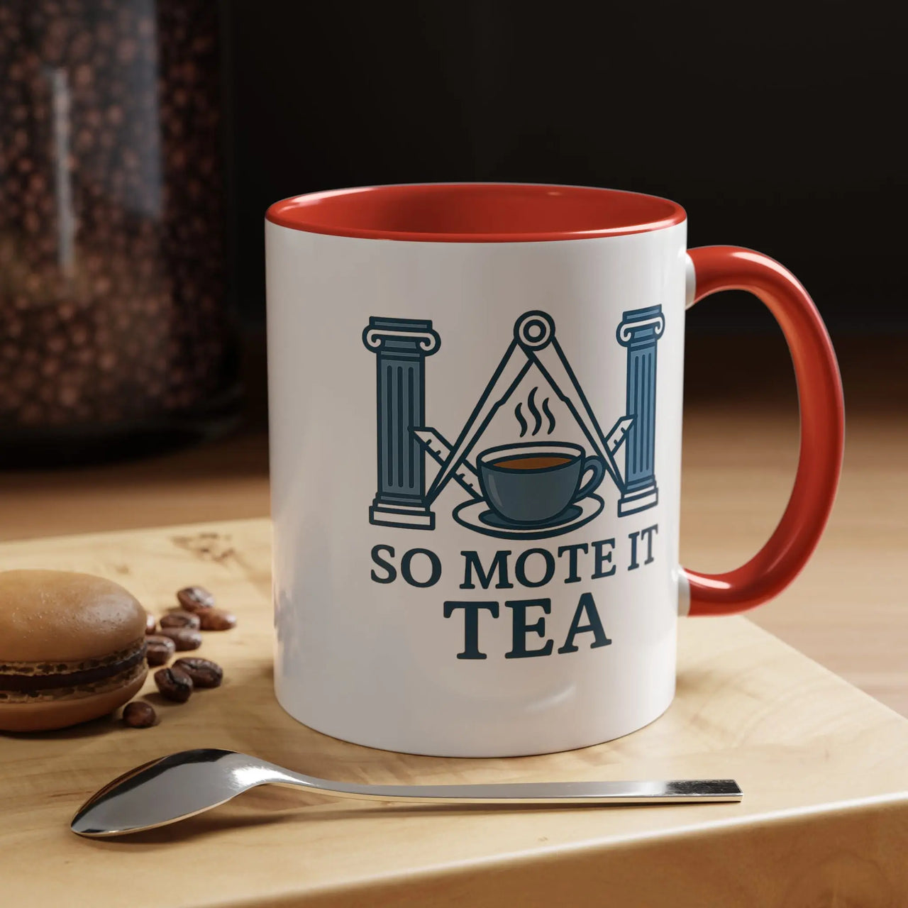 Masonic Mugs Ready to Go – So Mote It Tea (Accent Coloured 11oz Mug) Printify