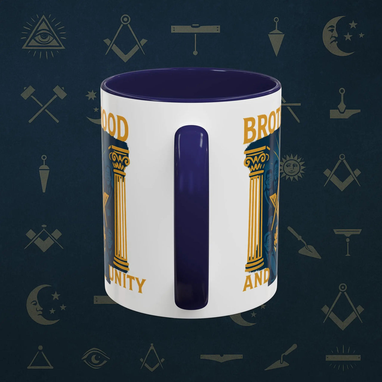 Masonic Mugs Ready to Go – Brotherhood and Unity (Accent Coloured 11oz Mug) Printify