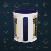 Masonic Mugs Ready to Go – Brotherhood and Unity (Accent Coloured 11oz Mug) Printify