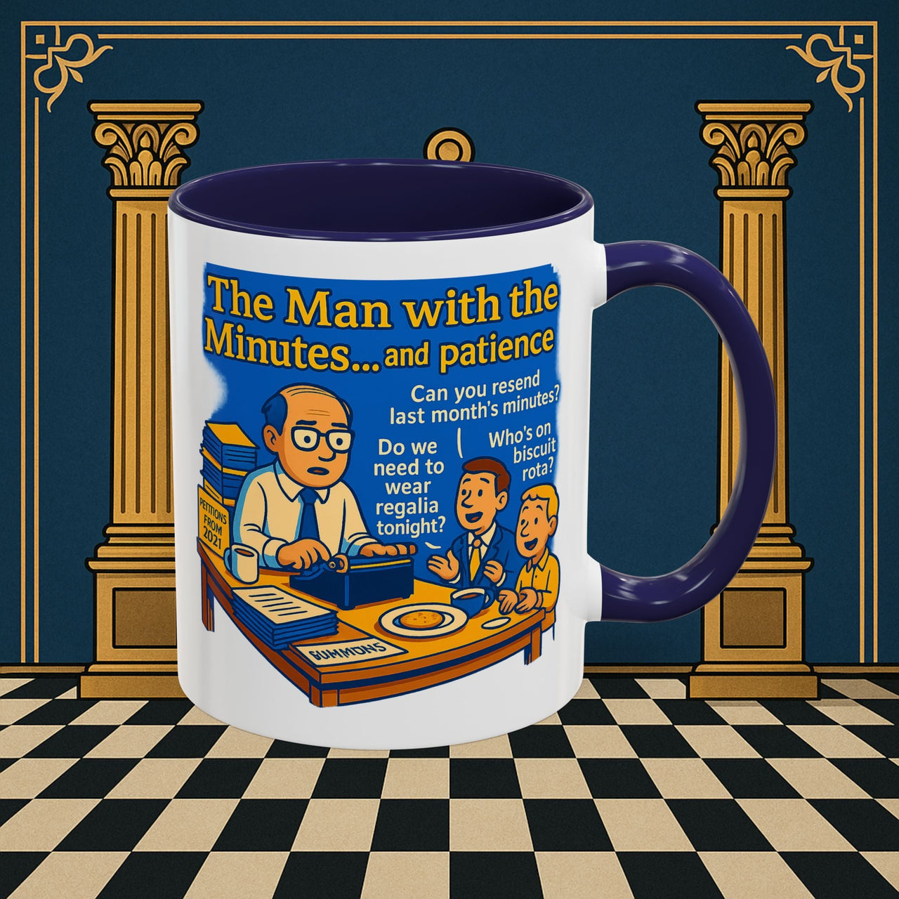 Masonic Mugs - Bureaucratic Blues - Secretary Printify