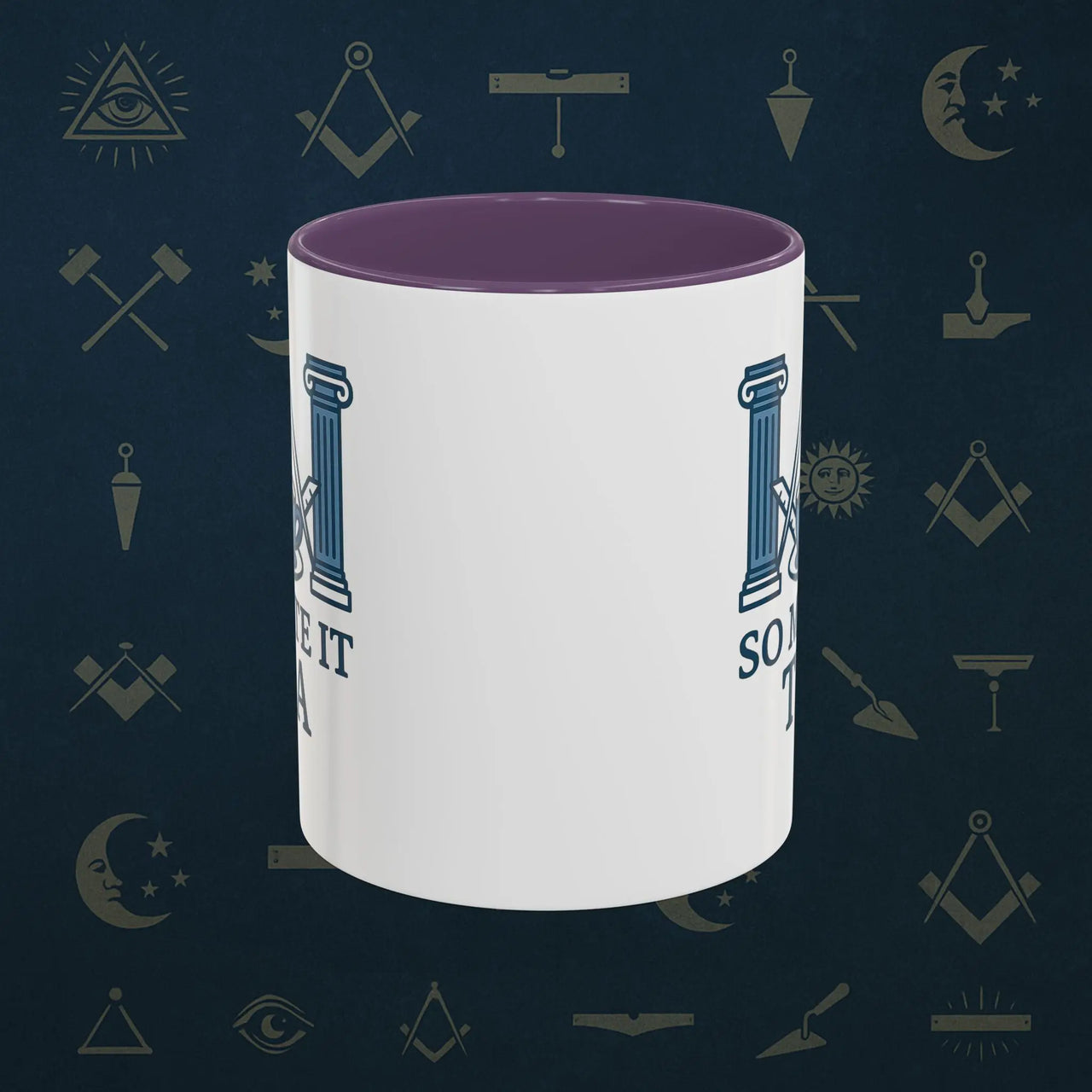 Masonic Mugs Ready to Go – So Mote It Tea (Accent Coloured 11oz Mug) Printify