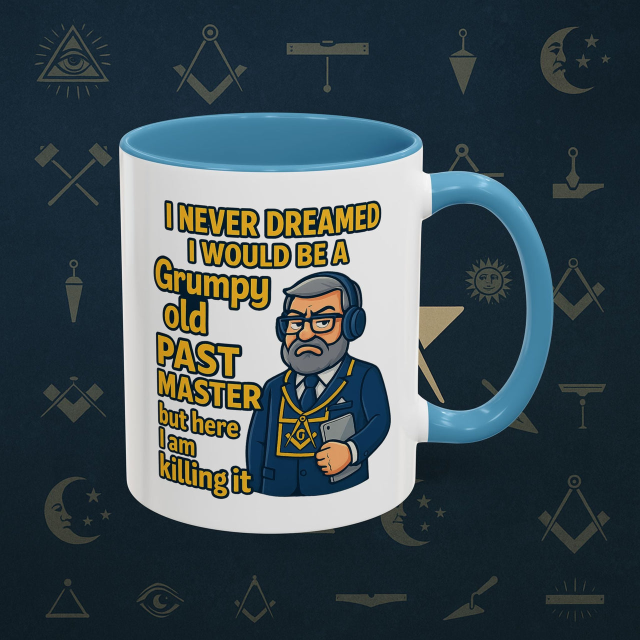 Masonic Mugs – Grumpy Old Past Master (Accent Coloured 11oz Mug) Printify