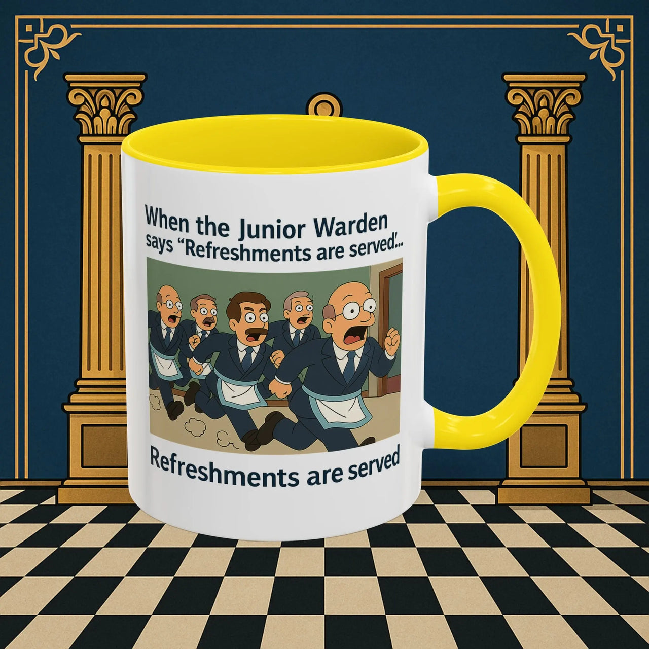 Masonic Mugs Ready to Go – Refreshments Are Served (Accent Coloured 11oz Mug) Printify