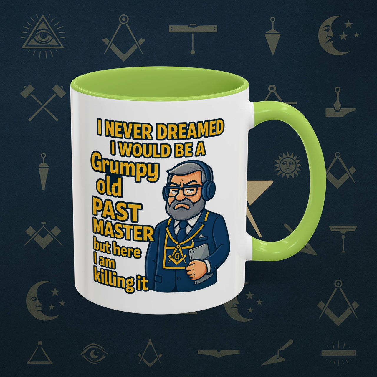 Masonic Mugs – Grumpy Old Past Master (Accent Coloured 11oz Mug) Printify