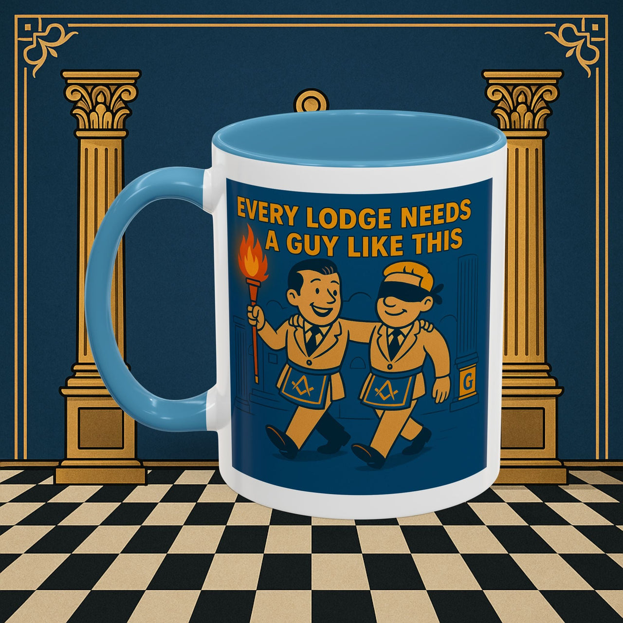 Masonic Mugs Ready to Go – Every Lodge Needs a Guy Like This (Accent Coloured 11oz Mug) Printify