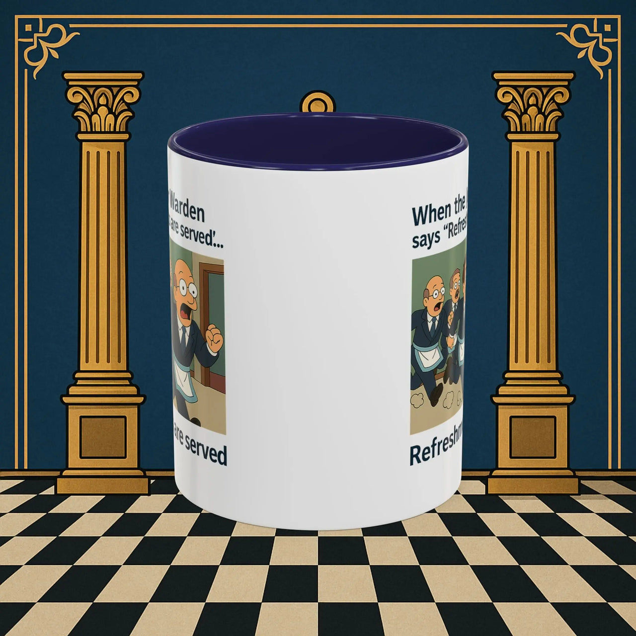 Masonic Mugs Ready to Go – Refreshments Are Served (Accent Coloured 11oz Mug) Printify