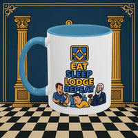 Masonic Mugs Ready to Go – Eat Sleep Lodge Repeat (Accent Coloured 11oz Mug) Printify