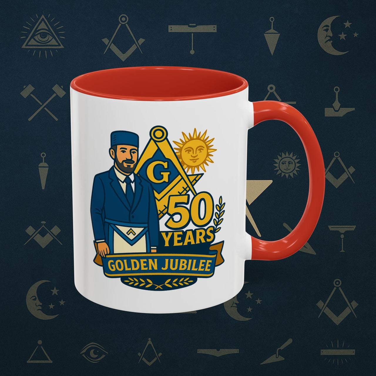 Masonic Mugs - Masonic Golden Jubilee - 50 years anniversary Printify