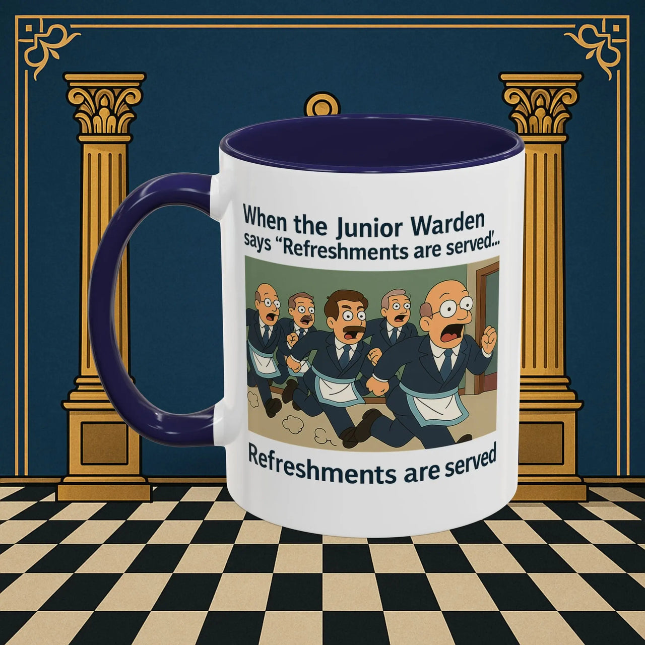 Masonic Mugs Ready to Go – Refreshments Are Served (Accent Coloured 11oz Mug) Printify