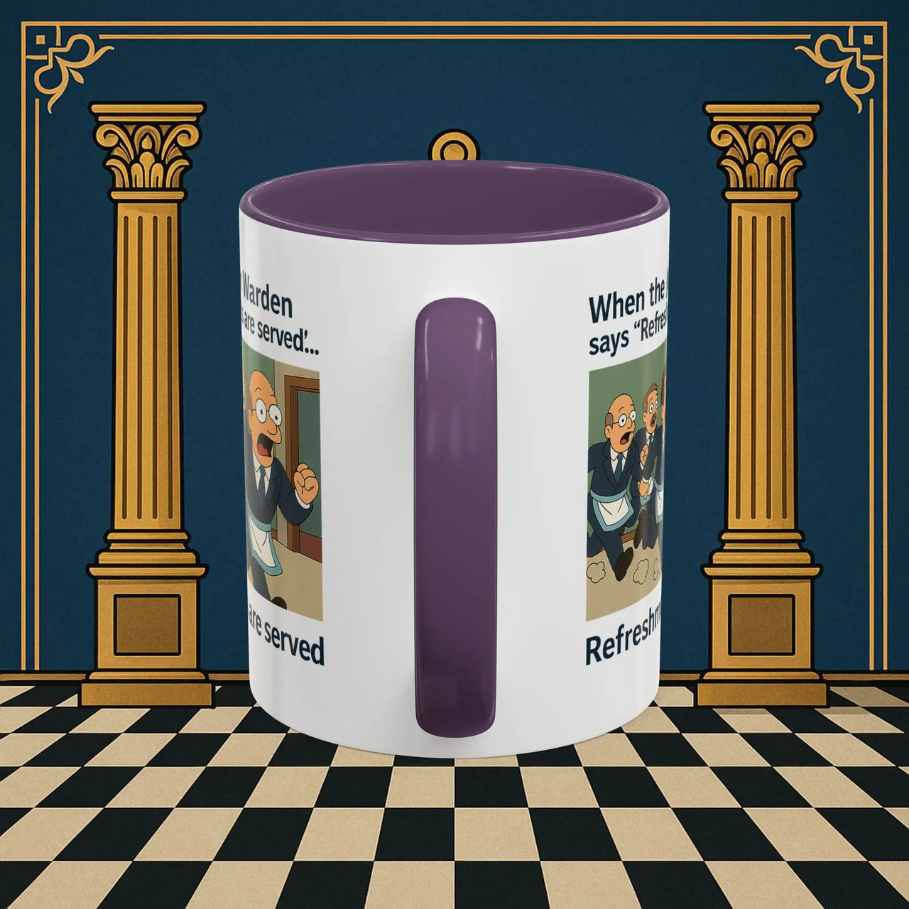 Masonic Mugs Ready to Go – Refreshments Are Served (Accent Coloured 11oz Mug) Printify