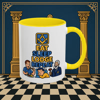 Masonic Mugs Ready to Go – Eat Sleep Lodge Repeat (Accent Coloured 11oz Mug) Printify