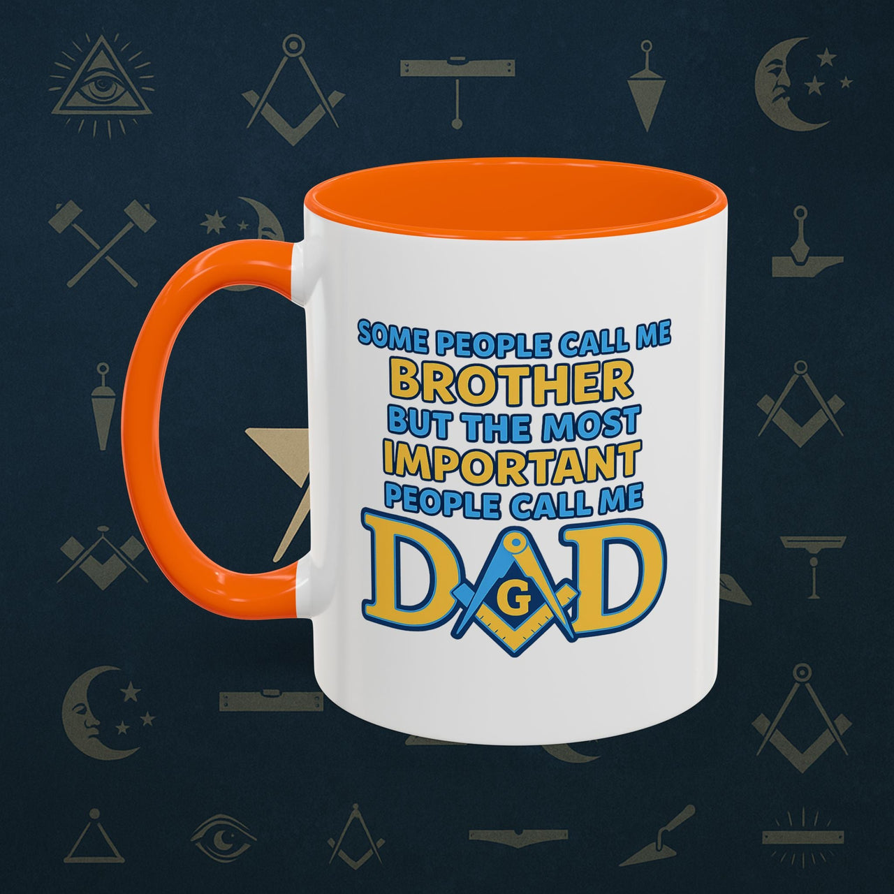 Masonic Mugs Ready to Go – Brother and Dad (Accent Coloured 11oz Mug) Printify